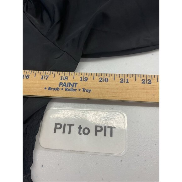 NEW Express size L Black Taffeta Faux Wrap Cropped Off Shoulder puff sleeve - Picture 6 of 10